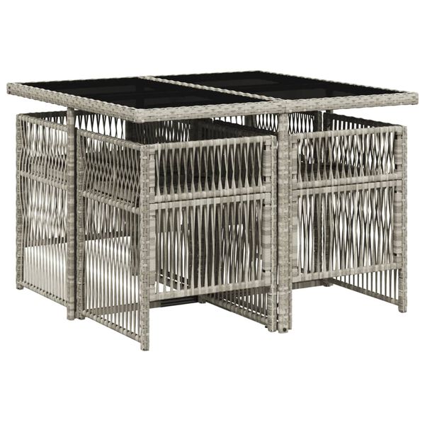 vidaXL Set mobilier de grădină cu perne, 5 piese gri deschis poliratan