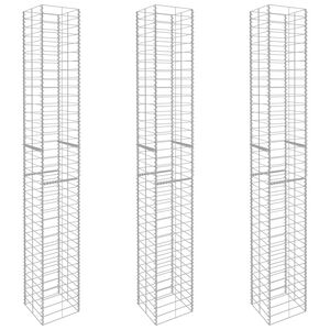 vidaXL Coșuri gabion, 3 buc., 25 x 25 x 197 cm, oțel galvanizat