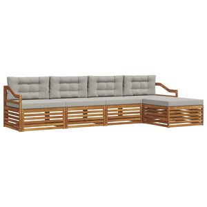 vidaXL Set de canapele de exterior 5 pcs Gri natural și deschis
