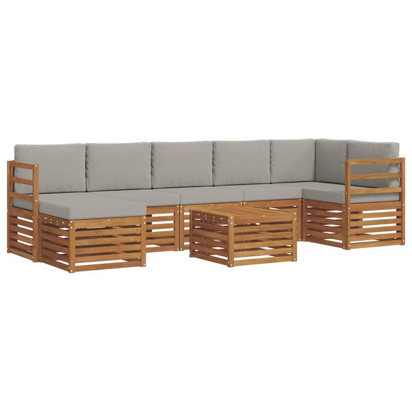 vidaXL Set canapea sectională cu pernă 8 pcs Gri natural și deschis