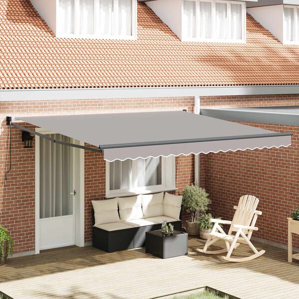 vidaXL Cortina Retractabilă Manual Gri deschis 400 &times; 300 cm