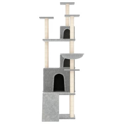vidaXL Ansamblu pisici, stâlpi din funie sisal, gri deschis, 175 cm