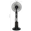 vidaXL Ventilator cu pulverizare ceață și piedestal, 3 viteze, negru