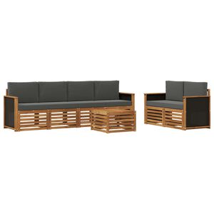 vidaXL Set de canapele de exterior cu pernă 7 pcs Natural și Antracit