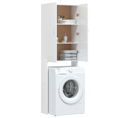 vidaXL Dulap mașina de spălat, alb extralucios, 64x25,5x190 cm