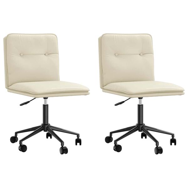 vidaXL Scaune de bucătărie, 2 buc., crem, piele ecologică