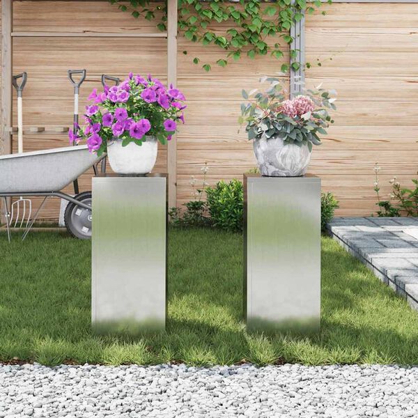 vidaXL Suport pentru plante 2 pcs Argintiu 24 x 24 x 55 cm