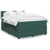 vidaXL Pat box spring cu saltea, verde &icirc;nchis, 140x200 cm, catifea