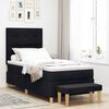 vidaXL Pat cu arcuri cu saltea cu headboard Negru 90 x 200 cm țesătură