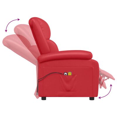 vidaXL Fotoliu de masaj rabatabil electric, roșu, piele ecologică