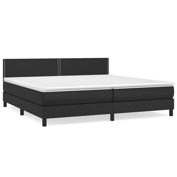vidaXL Pat box spring cu saltea, negru, 200x200 cm, piele ecologică