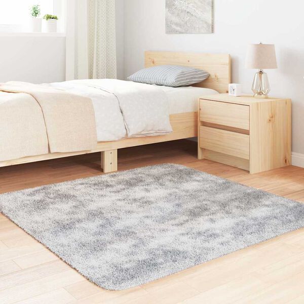 vidaXL Covor shaggy cu pom înalt, NAVARRA, gri argintiu, 120x120 cm