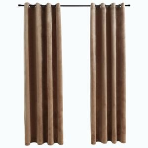 vidaXL Draperii opace cu inele, 2 buc., bej, 140 x 225 cm, catifea