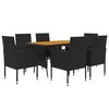 vidaXL Set mobilier de exterior, 7 piese, negru, poliratan