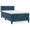 vidaXL Pat box spring cu saltea, albastru &icirc;nchis, 90x200 cm, catifea