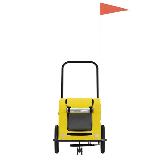 vidaXL Remorcă de bicicletă animale companie galben textil oxford/fier