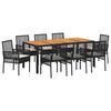 vidaXL Set de masă pentru grădină 9 pcs Negru poliratan