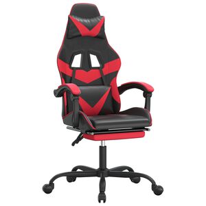 vidaXL Scaun de gaming pivotant/suport picioare negru/roșu piele eco