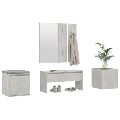 vidaXL Set de mobilier pentru hol, gri beton, lemn prelucrat