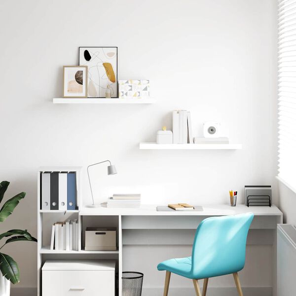 vidaXL Rafturi de perete, 2 buc., alb extralucios, 80x23,5x3,8 cm, MDF