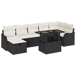 vidaXL Set de canapele pentru grădină cu pernă 8 pcs Negru Rattan poli