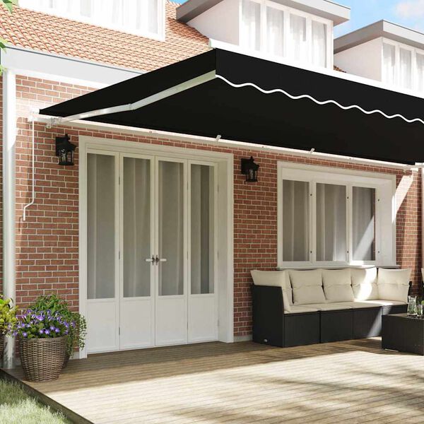 vidaXL Cortina Retractabilă Negru 600 &times; 300 cm Poliester și Aluminiu