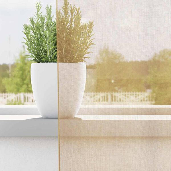 vidaXL Perdele Voile cu Oelii 2 buc Nisip