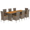 vidaXL Set mobilier grădină cu perne, 9 piese, gri, poliratan