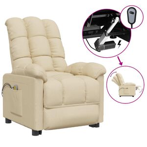 vidaXL Fotoliu de masaj electric rabatabil, crem, textil