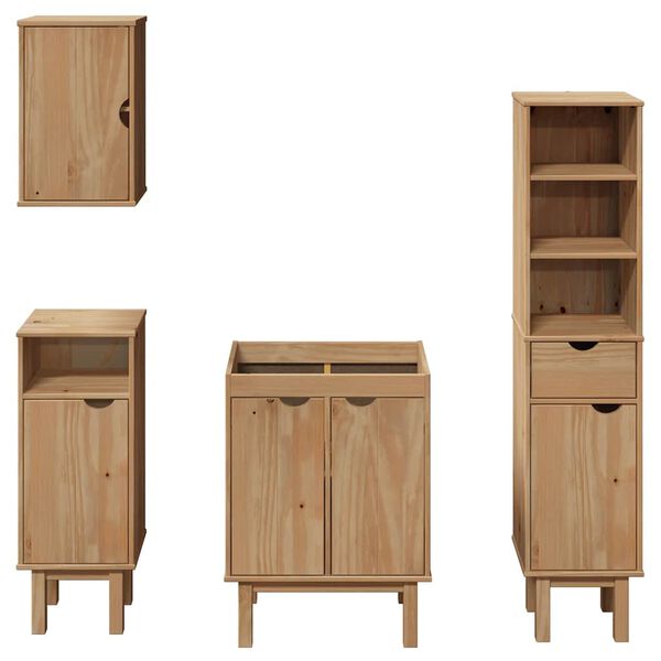 vidaXL Set mobilier de baie &bdquo;OTTA&rdquo;, 4 piese, lemn masiv de pin