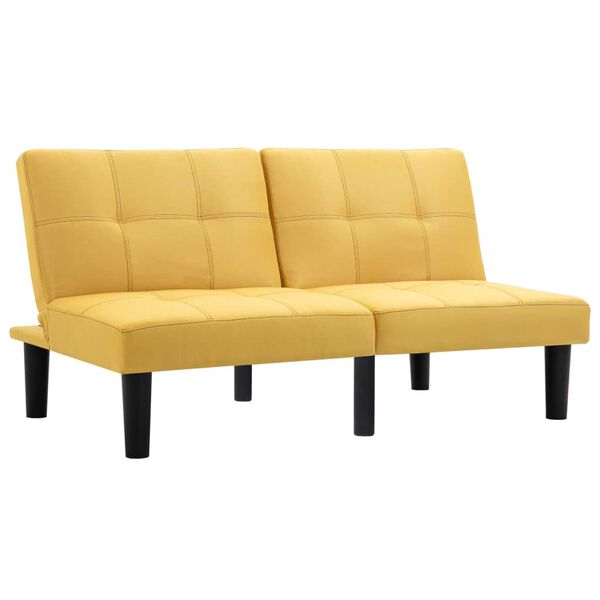 vidaXL Canapea cu 2 locuri, galben, material textil