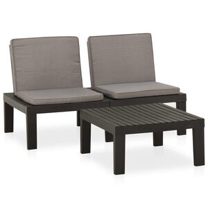 vidaXL Set mobilier de grădină cu perne, 2 piese, gri, plastic