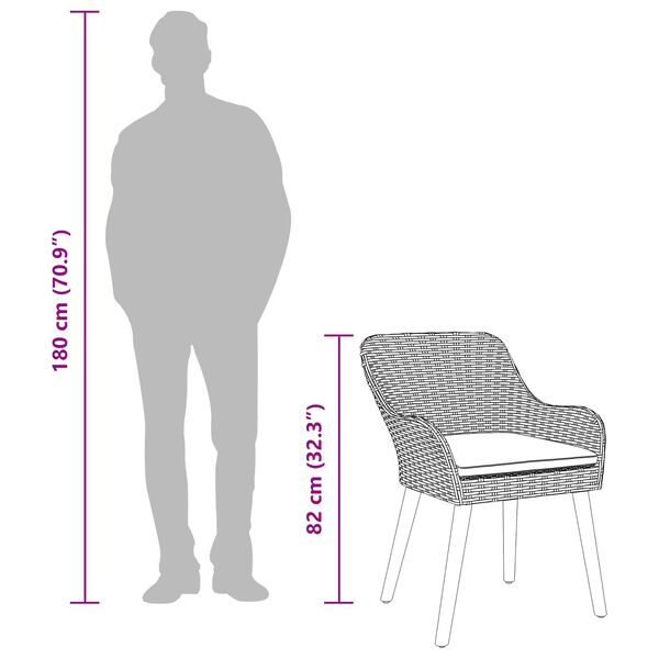 vidaXL Set de masă pentru grădină cu pernă 7 pcs Gri deschis poliratan