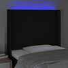 vidaXL Tăblie de pat cu LED, negru, 93x16x118/128 cm, textil