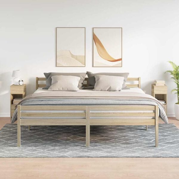 vidaXL Noptiere, 2 buc., cu sertar, Stejar Sonoma, 25x31x66 cm