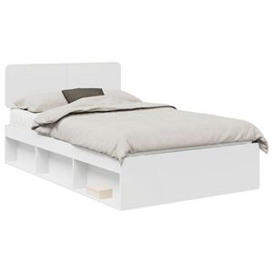 vidaXL Cadru de pat cu headboard Alb 120 x 200 cm Lemn de pin masiv