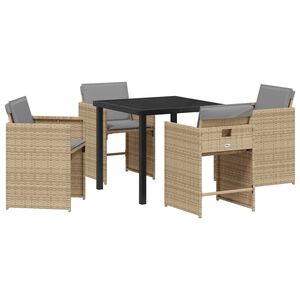 vidaXL Set de masă pentru grădină 5 pcs Bej poliratan