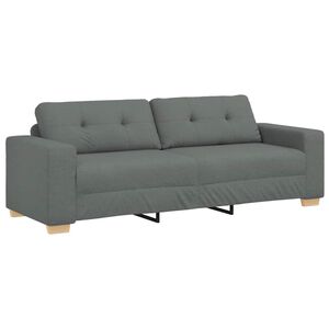 vidaXL Canapea cu 3 locuri, gri &icirc;nchis, 220x78x80 cm, material textil