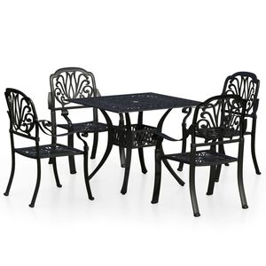 vidaXL Set mobilier bistro, 5 piese, negru, aluminiu turnat