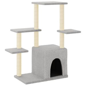 vidaXL Ansamblu pisici, st&acirc;lpi din funie sisal, gri deschis, 97,5 cm