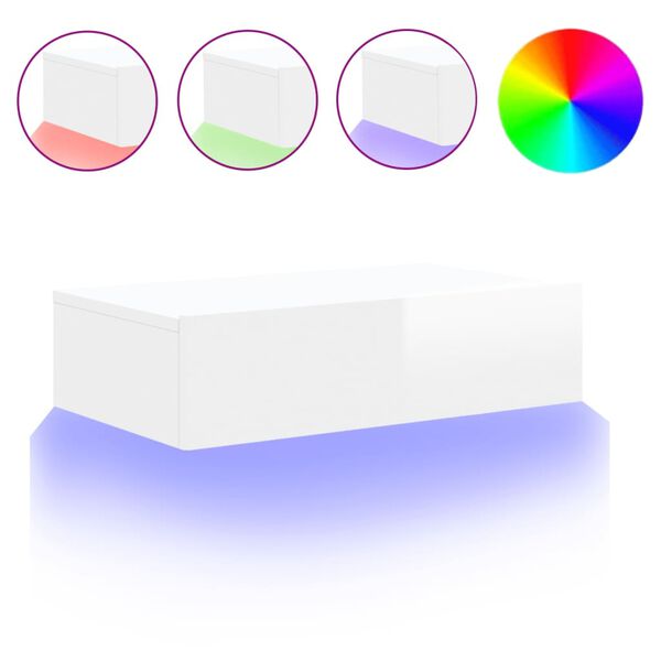 vidaXL Comodă TV cu lumini LED, alb extralucios, 60x35x15,5 cm