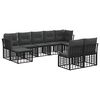 vidaXL Set de canapele de exterior 9 pcs Negru și Gri &icirc;nchis Poliester