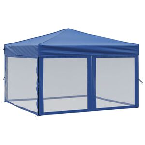 vidaXL Cort pliabil pentru petrecere, pereți laterali, albastru, 3x3 m