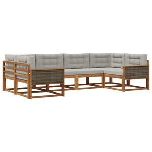 vidaXL Set de canapele de exterior 6 pcs Natural și gri deschis