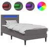 vidaXL Cadru de pat cu benzi LED Gri 90 x 190 cm Piele artificială