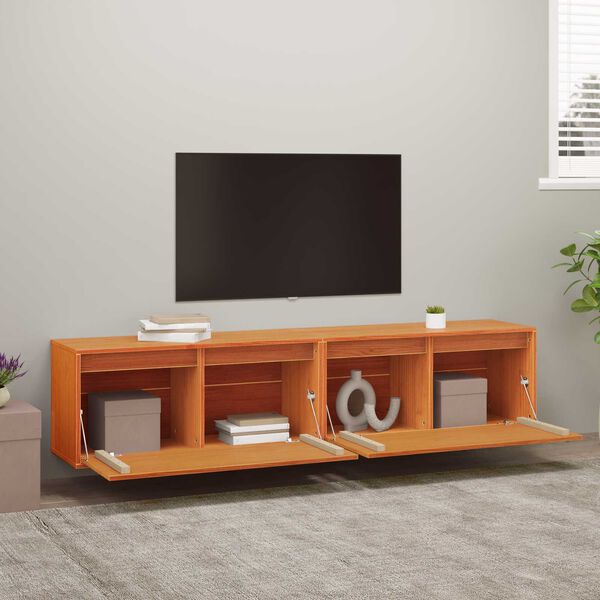 vidaXL Dulap de perete cu raft 2 pcs Maroniu cerat 80 x 30 x 35 cm