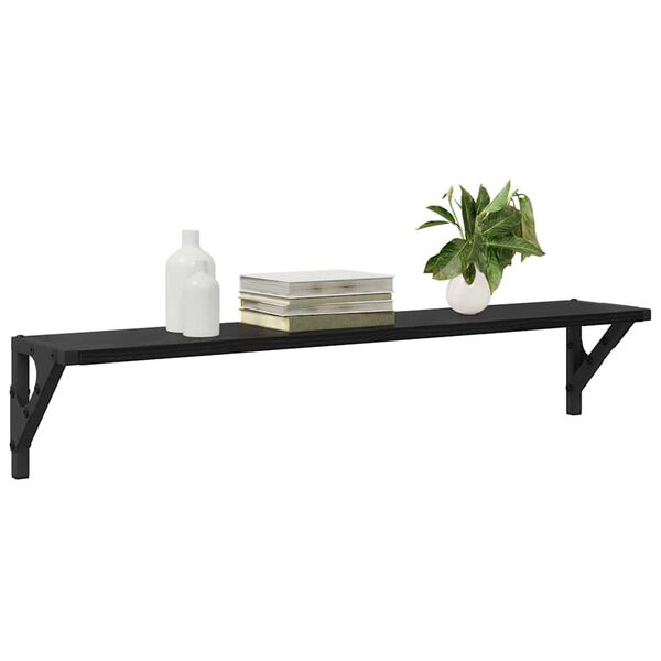 vidaXL Șemele de perete cu raft 2 pcs Stejar Negru 80 x 15 x 15,5 cm