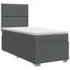 vidaXL Pat boxspring cu saltea cu headboard Gri &icirc;nchis Unic Țesătură