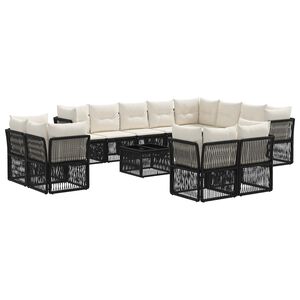 vidaXL Set de canapele pentru grădină 13 buc. Negru poliratan