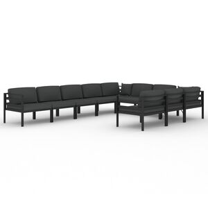 vidaXL Set mobilier de grădină cu perne, 10 piese, antracit, aluminiu